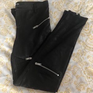 Zara Faux Leather Biker Trousers with Zippers